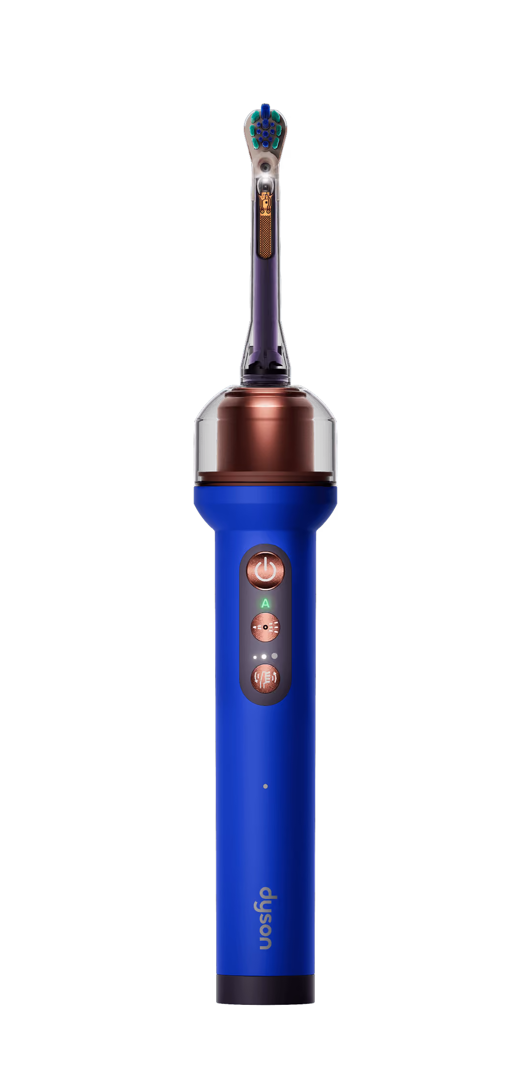 Dyson CameraJet in Ceramic ultra blue, close up from brush head to base
